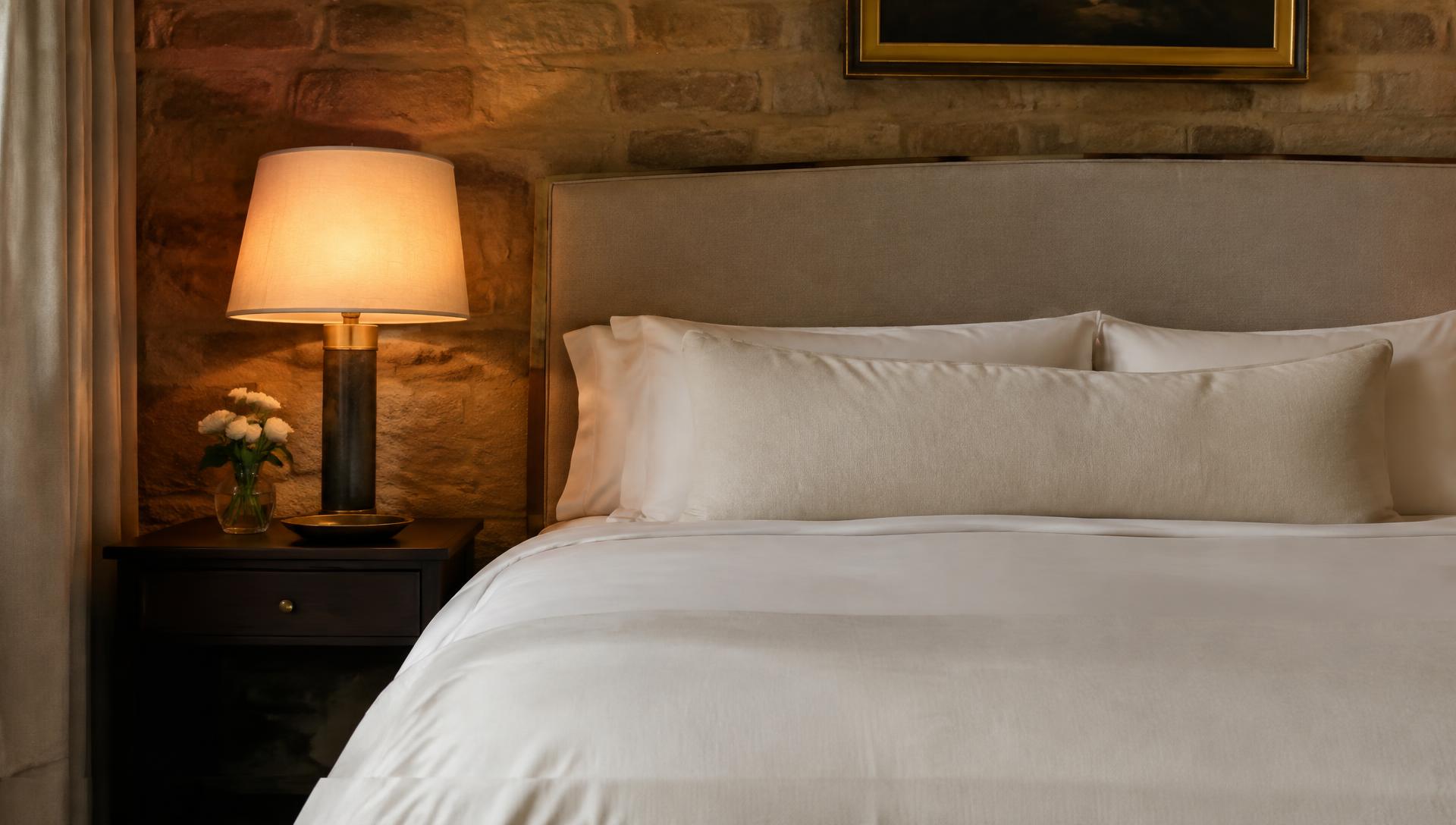 Cama de hotel perfectamente preparada con PI.YASU